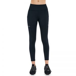 Solid Side Pocket Wide Belt Skinny Elastic Workout Leggings