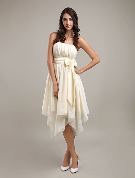 Asymmetrical Pleated Bridesmaid Dress