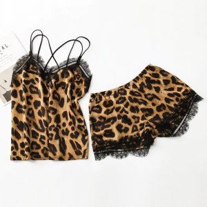 Sexy Sling Strap Fashion Leopard Pattern Lace Sleepwear - Image 2