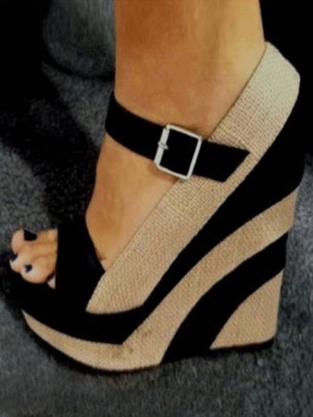 Wedge Sandals Platform Open Toe Buckle Detail Sandal Shoes