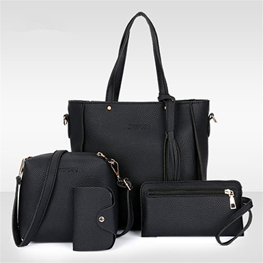 Four Piece Bag Set - Shoulder Bag Messenger Satchel Wristlet Wallet