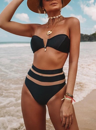 Sexy Strapless Top Banded Bottoms Swimsuit