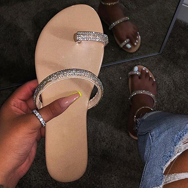 Simply-Designed Sandals - Jeweled Straps Almond Toes