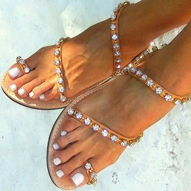 Two Strapped Sandals - Sequined