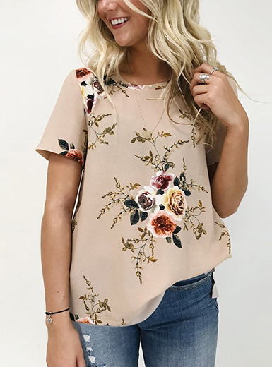 Casual Floral Top - Short Sleeves