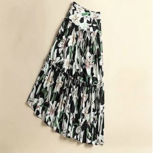Casual lily Flower Printed A-line Midi Skirts - Image 7