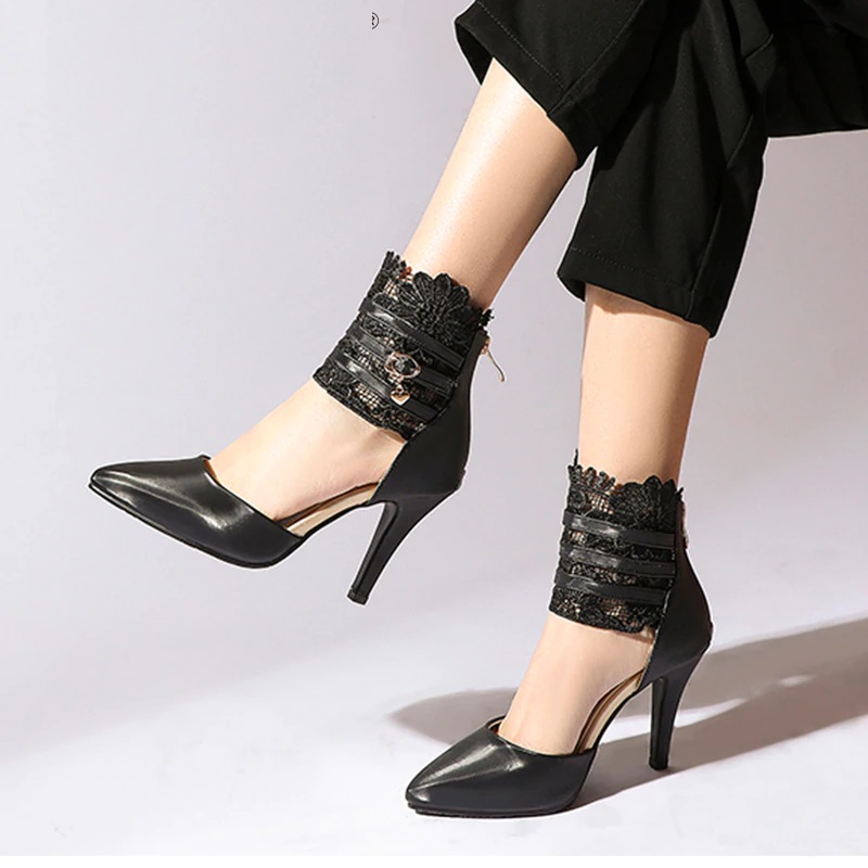Fashion Ankle Wrap Lace High Heels Sandals