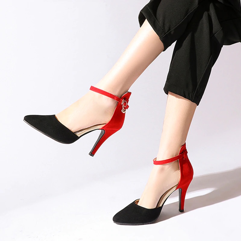 Pointed Toe Mixed Color High Heels Sandals