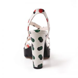 Polka Dot Gladiator Thick High Heels Sandals - Image 7