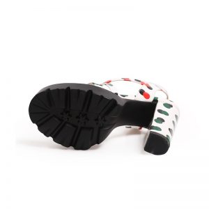 Polka Dot Gladiator Thick High Heels Sandals - Image 8