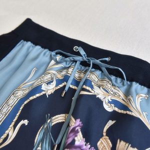 Silk Print Patchwork Wool Knitting High Waist Skirt - Image 3