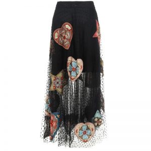 luxury Beaded Applique Flocking Dot Long Tulle Maxi Skirt - Image 2