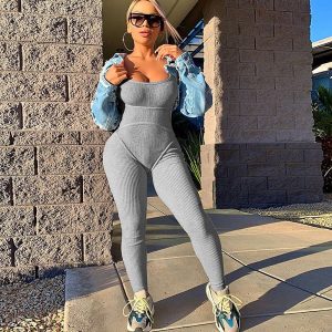 Fitness Sportswear Sleeveless Casual One Pieces Suit