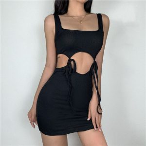 Hollow Out Sleeveless Crop Top Mini Skirt - Image 6