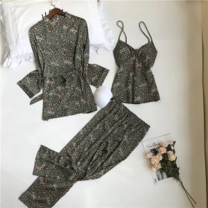 Leopard Printing Sleepwear 3 Pieces Set