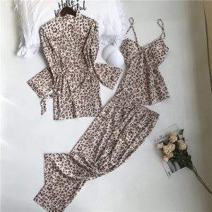 Leopard Printing Sleepwear 3 Pieces Set - Image 2