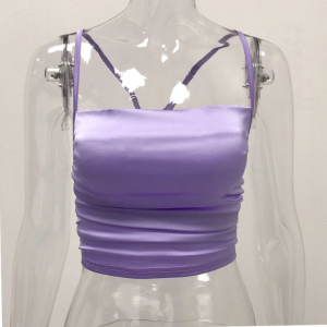 New Elegant Satin Straps Crop Vest Tops - Image 4