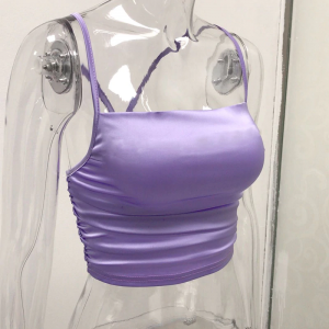 New Elegant Satin Straps Crop Vest Tops - Image 5
