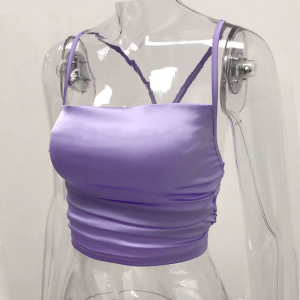 New Elegant Satin Straps Crop Vest Tops - Image 6
