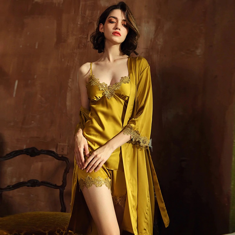 Elegant Silk Sleepwear 5 Pieces Sets - Power Day Sale