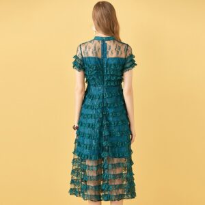 Short Sleeve Cake Lace Ruffles Mesh Vintage Dresses - Image 6