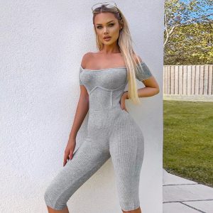 Solid Fashion Elastic Outfit Casual Skinny Playsuit