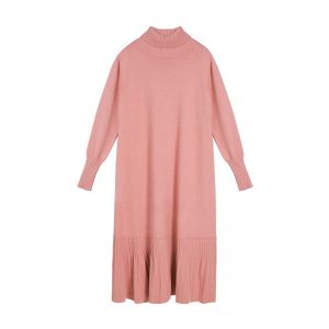 Elegant Loose A-line Ruffles Knitted Pullover Vestidos Sweater Dress - Image 6