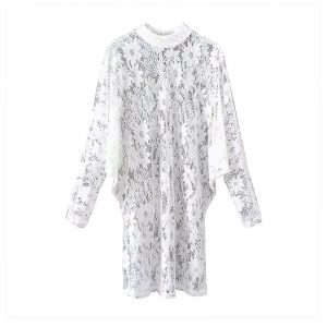 Elegant Stand Neck Hollow Out Batwing Sleeve Two Pieces Set Mini Dress - Image 3