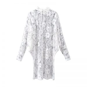 Elegant Stand Neck Hollow Out Batwing Sleeve Two Pieces Set Mini Dress - Image 4