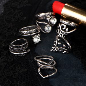 Flower Leaves Crystal Rings Party Jewelry 8 PCS/Lot - Image 9