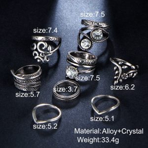 Flower Leaves Crystal Rings Party Jewelry 8 PCS/Lot - Image 2