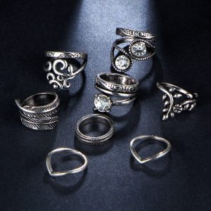 Flower Leaves Crystal Rings Party Jewelry 8 PCS/Lot - Image 3