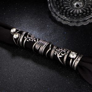 Flower Leaves Crystal Rings Party Jewelry 8 PCS/Lot - Image 4