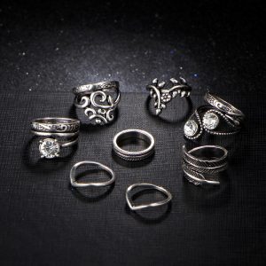 Flower Leaves Crystal Rings Party Jewelry 8 PCS/Lot - Image 5