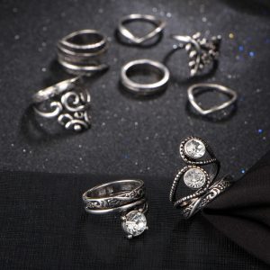 Flower Leaves Crystal Rings Party Jewelry 8 PCS/Lot - Image 7