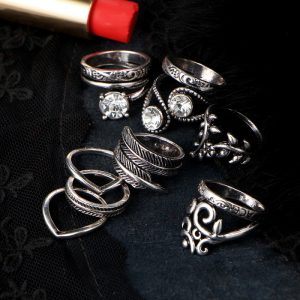 Flower Leaves Crystal Rings Party Jewelry 8 PCS/Lot - Image 8