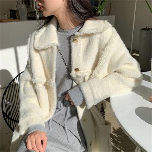 Knitted Pullover Elegant Lace Up A-line Sweater Dress - Image 7