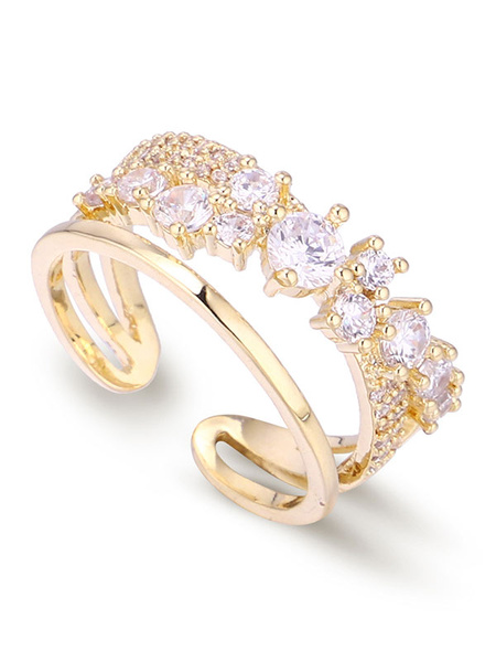 Open Gold Cubic Zirconia Copper Party Ring