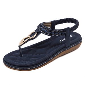 Thong Sandal - Elastic Back / Gold Buckle