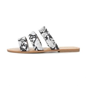 Triple-Strap Flat Sandals - Almond Toes - Image 3