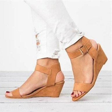 Wedge Style Sandals - Open Heels and Toes