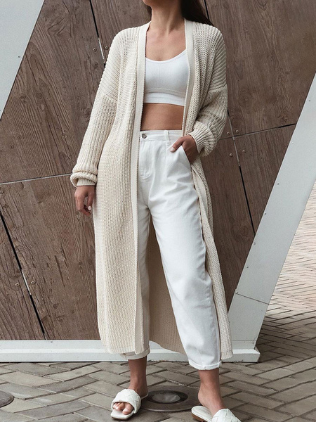 Casual Long Sleeve Maxi Cardigans Sweaters