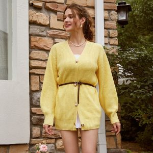 Casual v-neck short knitted cardigan