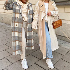 Causal fashion long straight coat - Image 3