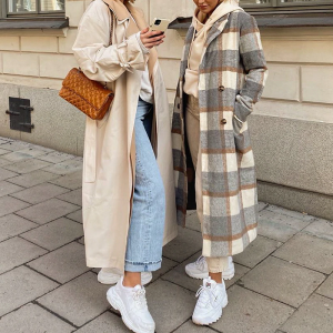 Causal fashion long straight coat - Image 4