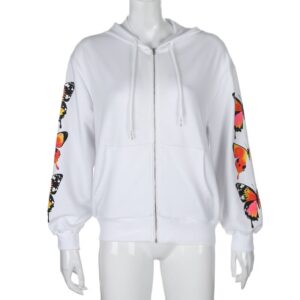 Butterfly Top Casual Hoodies Oversize Animal Print Coat - Image 6