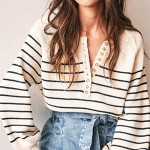 Button Oversize Pullover Sweater