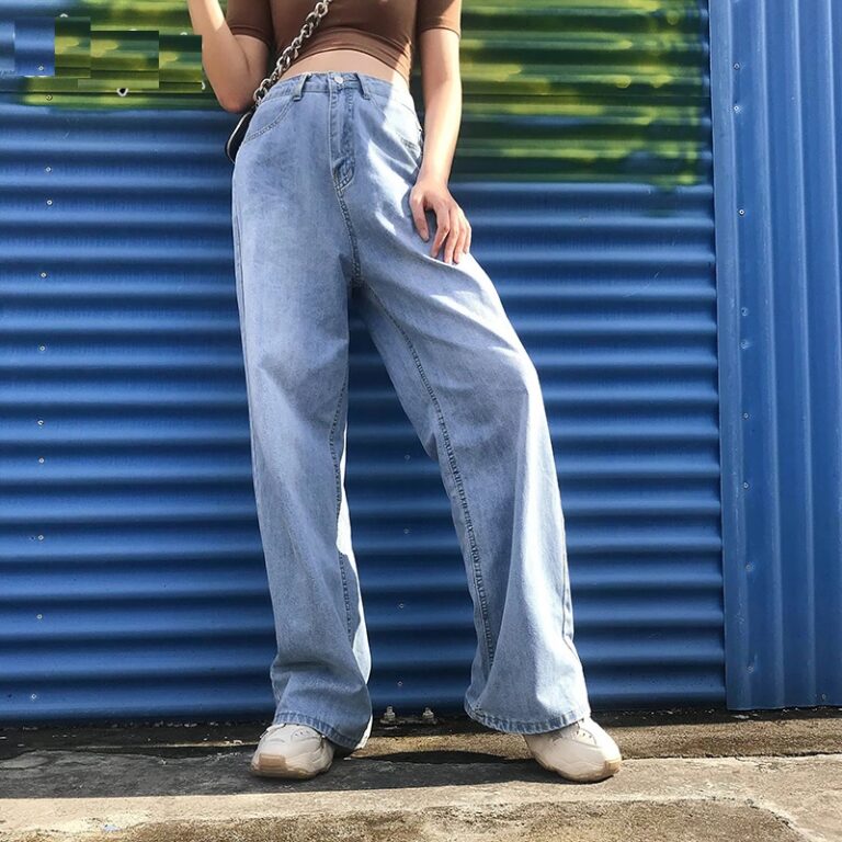 High Waist Wide Leg Casual Jeans Baggy Pockets Denim Pants - Power Day Sale
