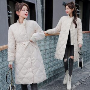 Slim Solid Fashion Parkas Cotton Padded Coat - Image 3
