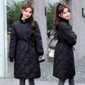 Slim Solid Fashion Parkas Cotton Padded Coat - Image 6